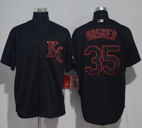 Royals #35 Eric Hosmer Black Strip Stitched MLB Jersey - Click Image to Close